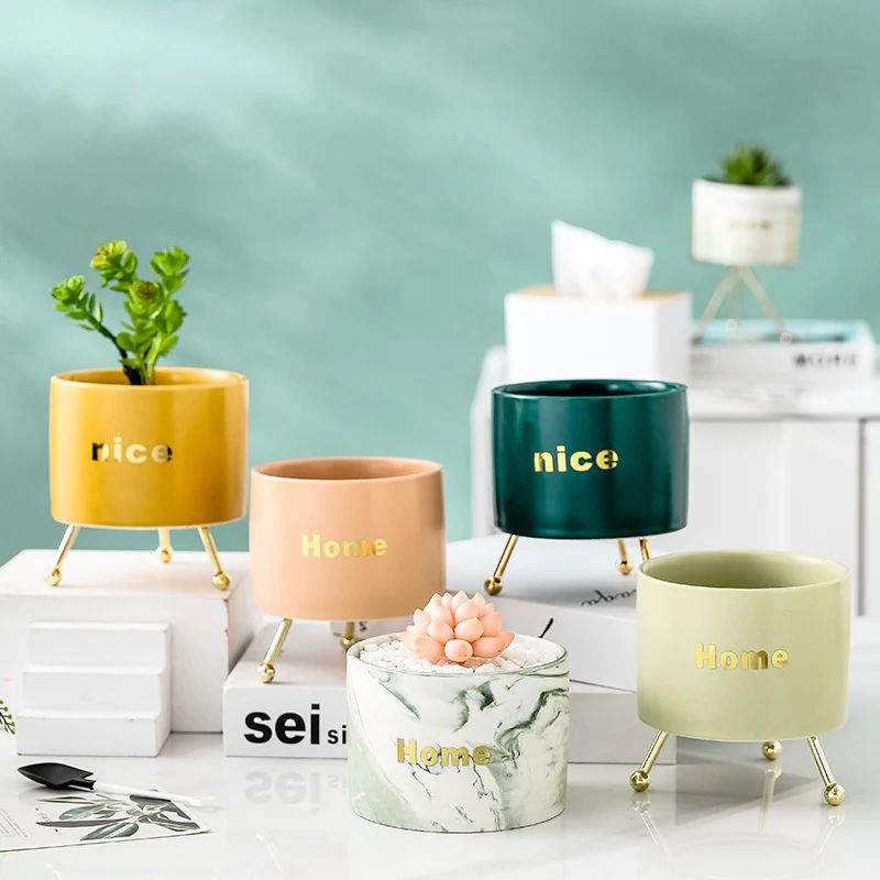 Home Ceramic Planter With Stand Green - Image 8