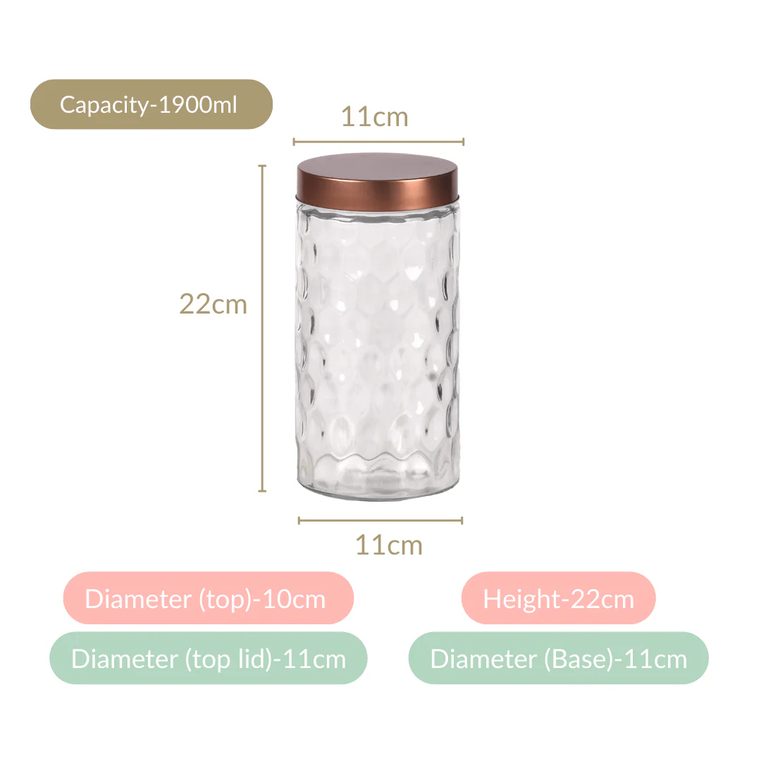 Honeycomb Glass Jar With Lid Set Of 4 1900ml - Image 5