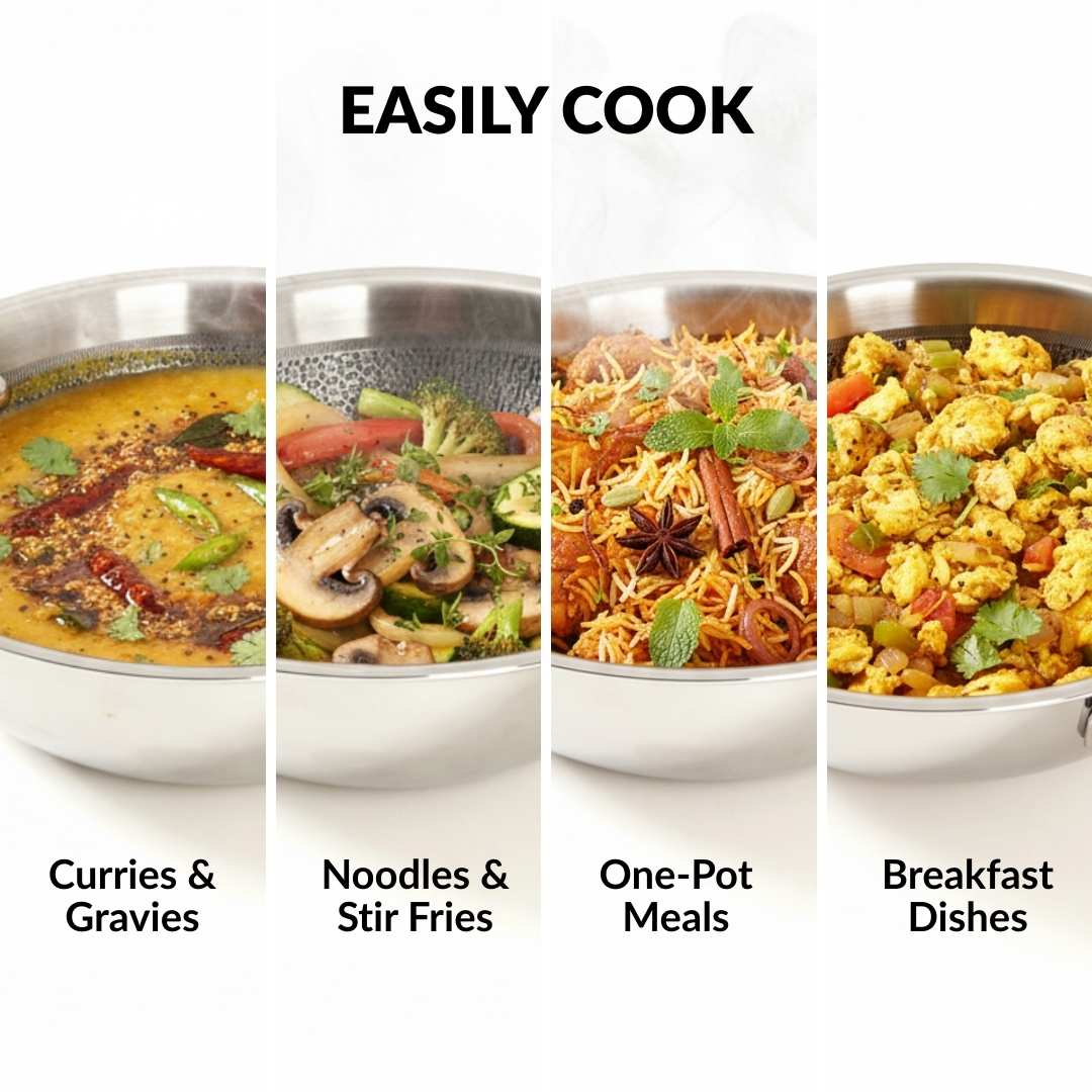 Honeycomb Non Stick Induction Friendly Triply Kadai With Lid 3500ml - Image 10