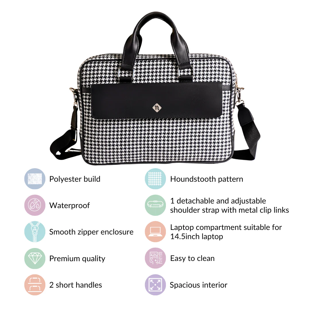 Houndstooth Patterned Woven Laptop Bag - Image 8