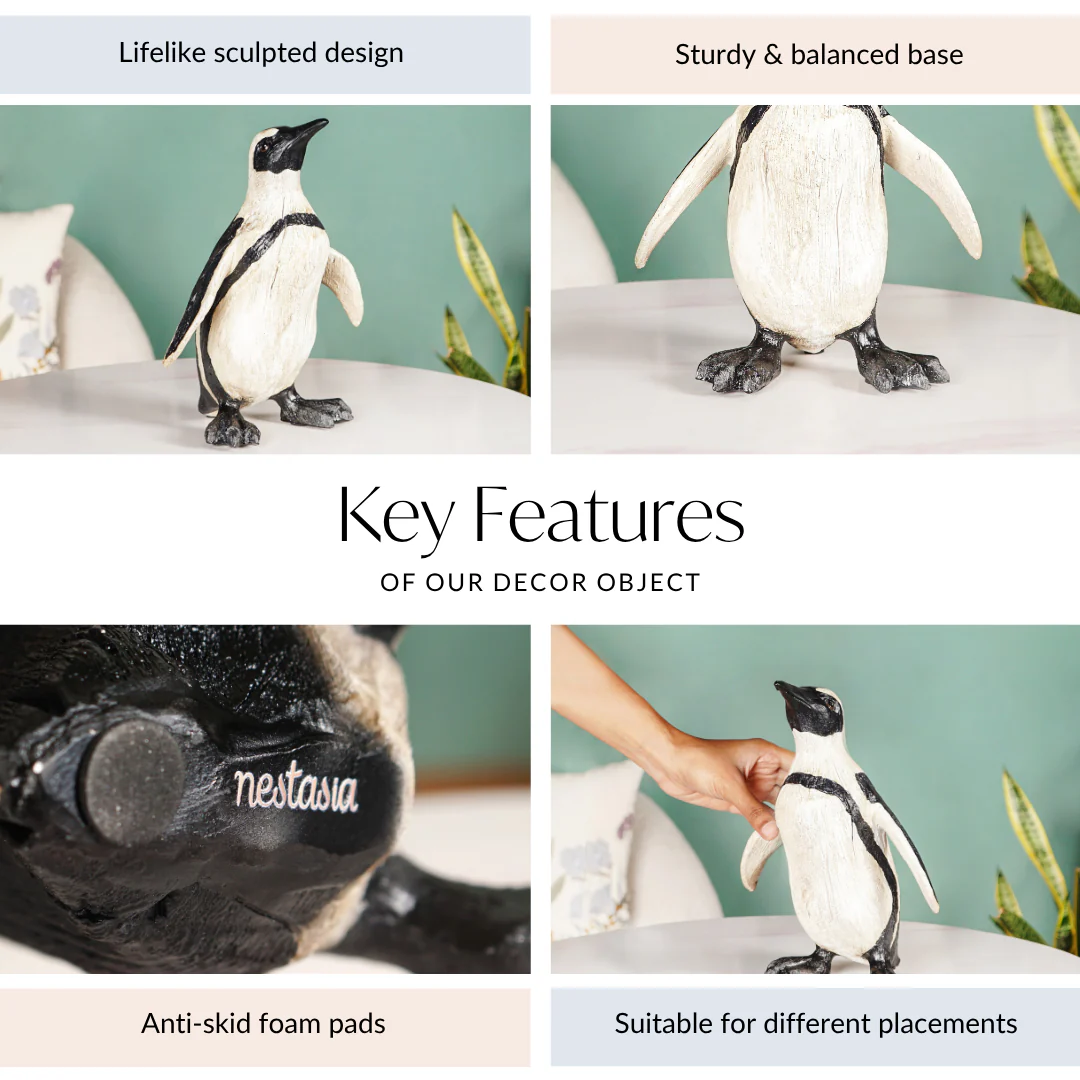 Penguin Decor Small Wooden Carved Finish - Image 5