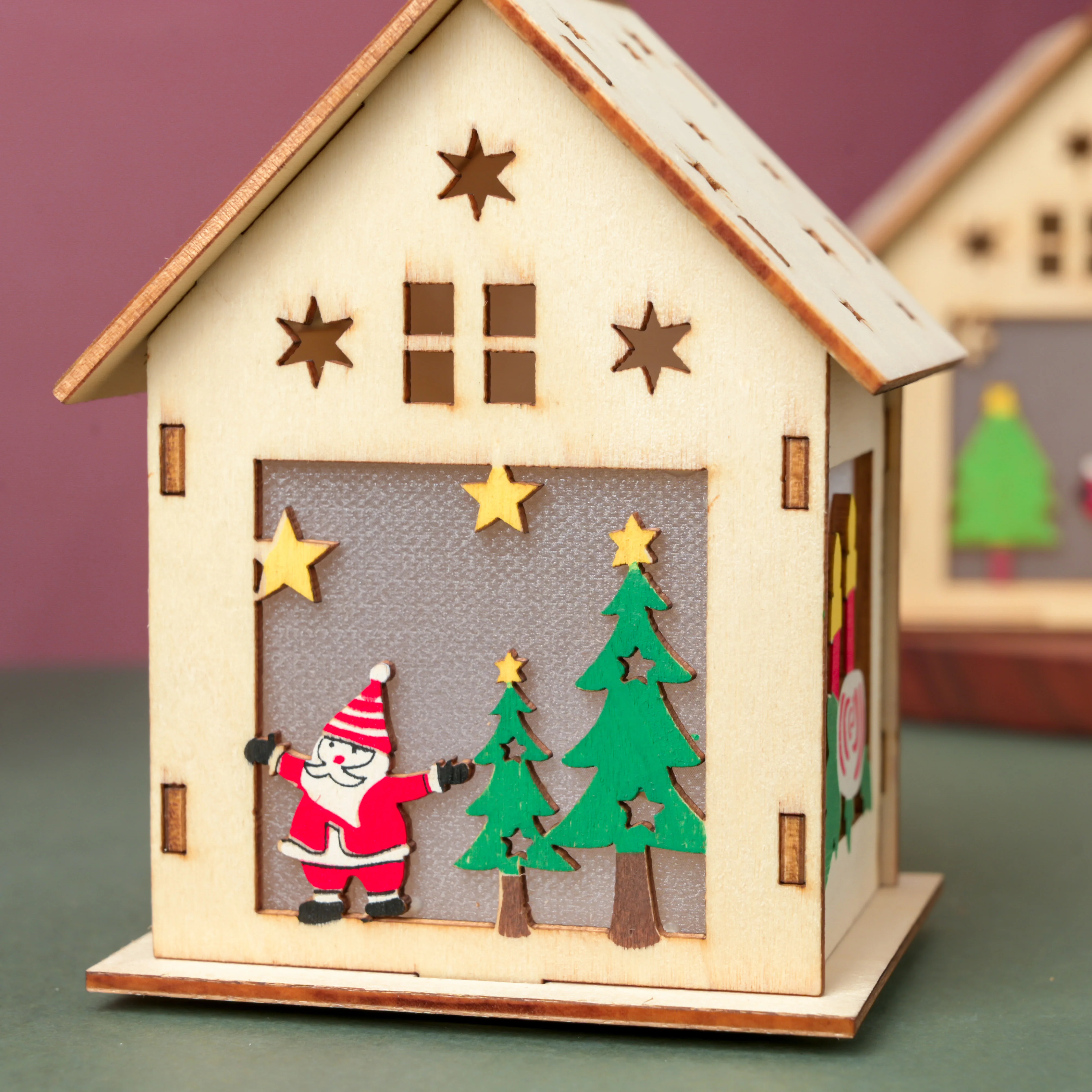 Illuminate DIY Santa LED Wooden House Decor Large - Image 5