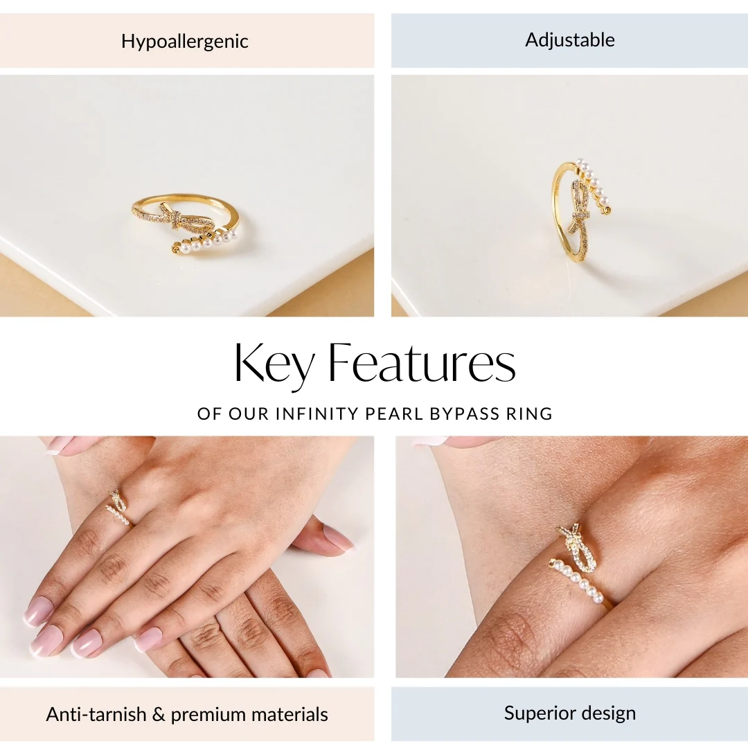 Infinity Pearl Bypass Ring - Image 4