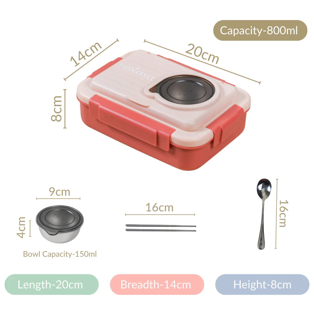 Insulated Lunch Box With 2 Compartments Pink 800ml - Image 27