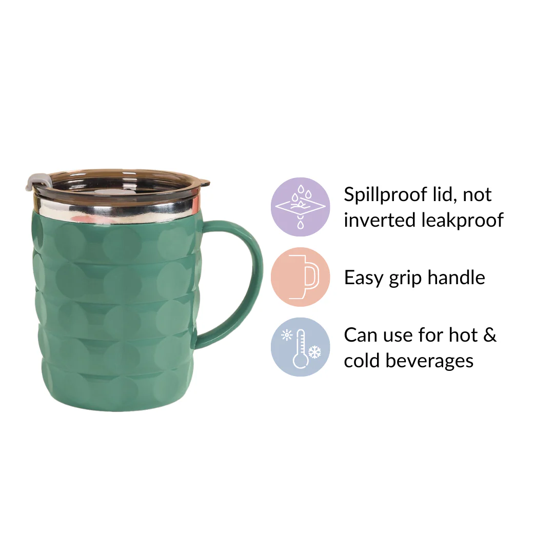Portable Coffee Mug With Lid Green 400ml - Image 8