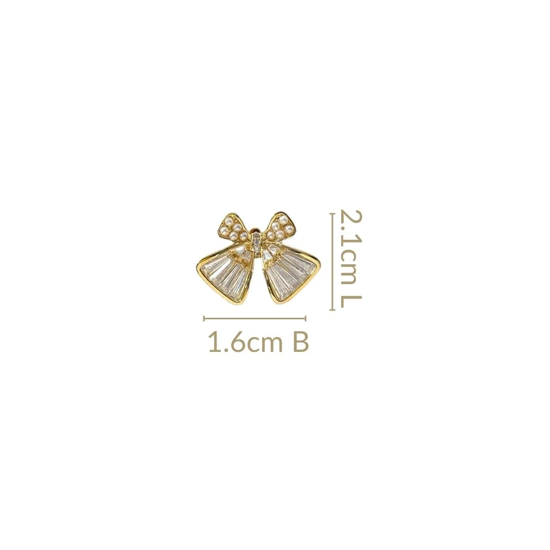 Iridescent Pearl Bow Stud Earrings - Image 3