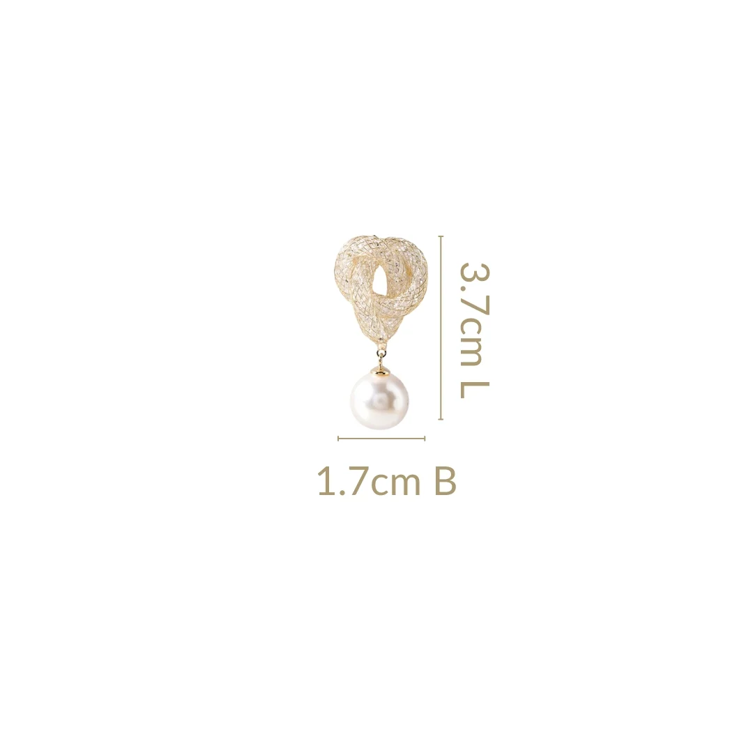 Iridescent Twist And Pearl Drop Earrings Gold - Image 3