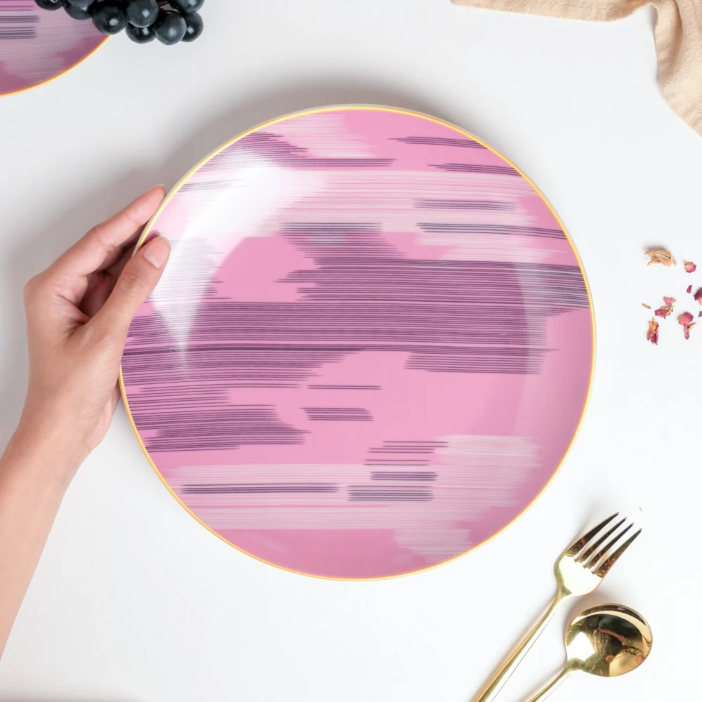 Jazz Decal Ceramic Dinner Plate Pink 10.5 Inch - Image 3
