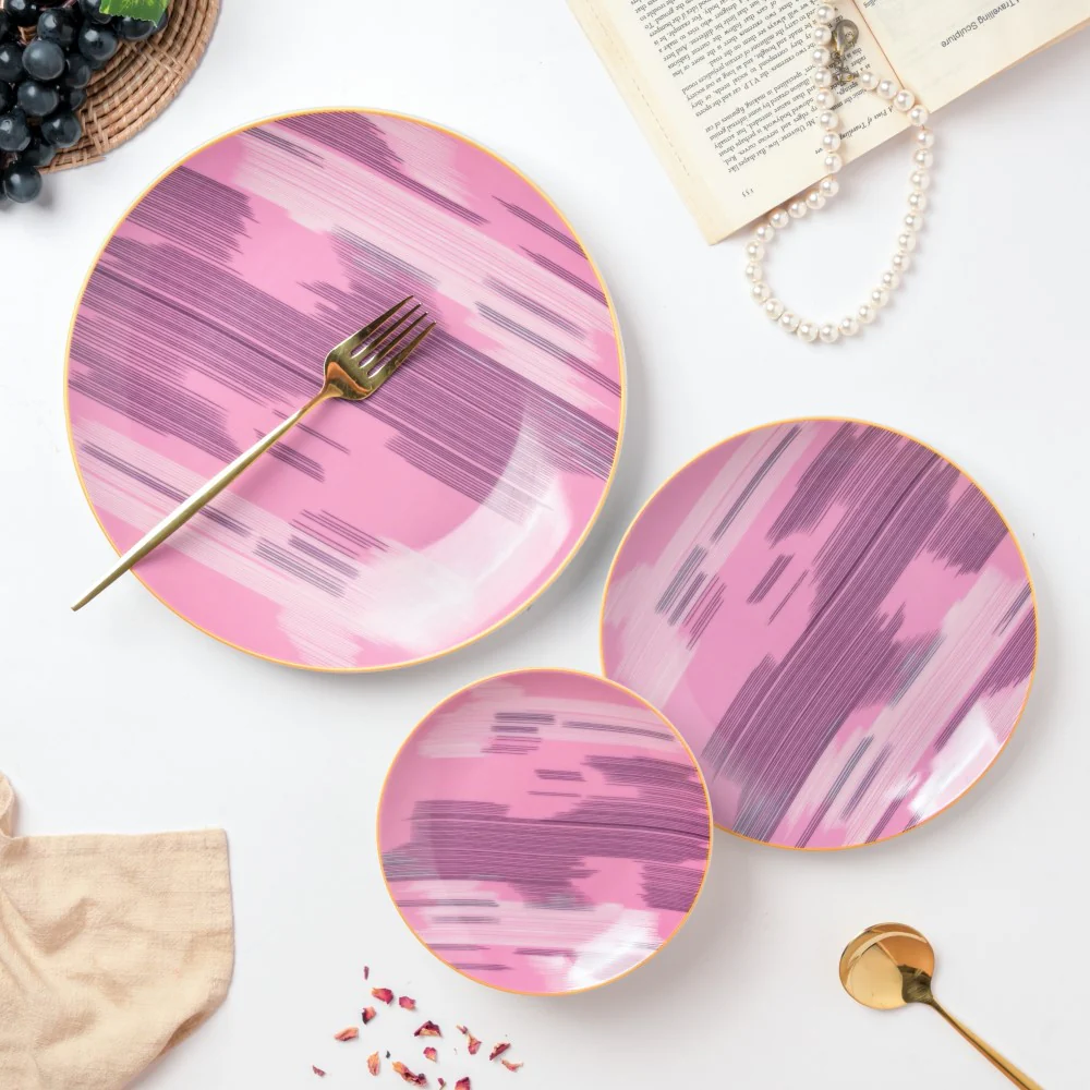 Jazz Decal Ceramic Dinner Plate Pink 10.5 Inch - Image 6