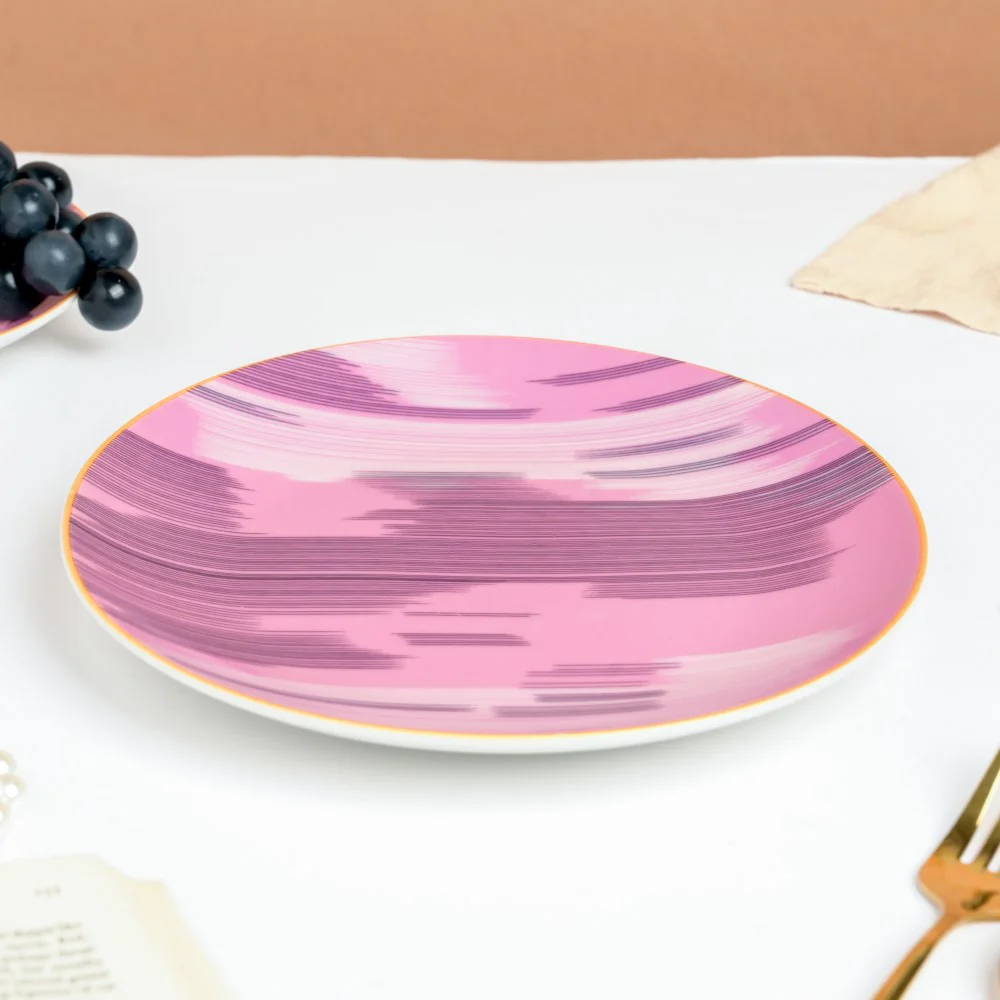 Jazz Decal Ceramic Snack Plate Pink 8 Inch - Image 4
