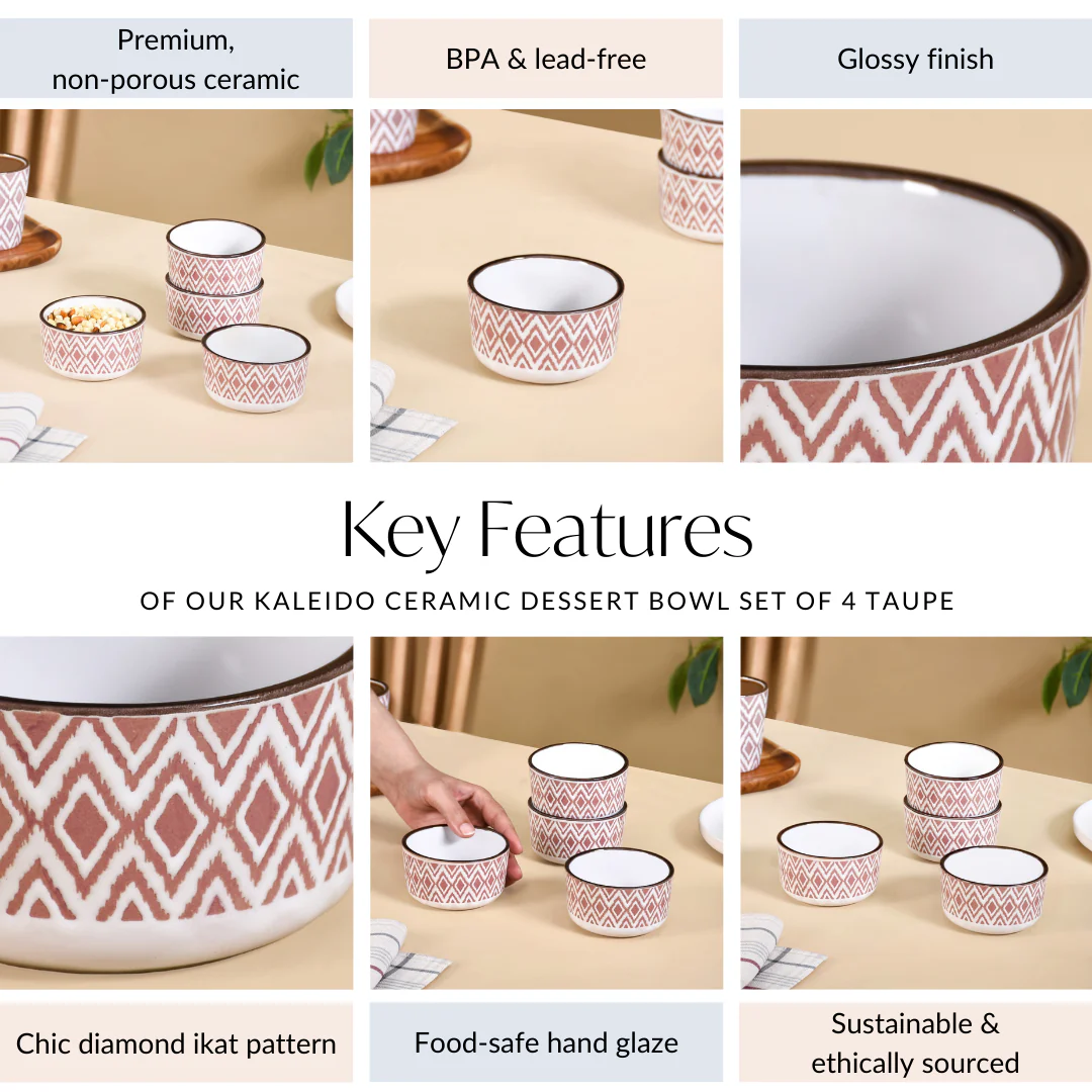 Kaleido Ceramic Small Bowl Set Of 4 Pink 200ml - Image 5