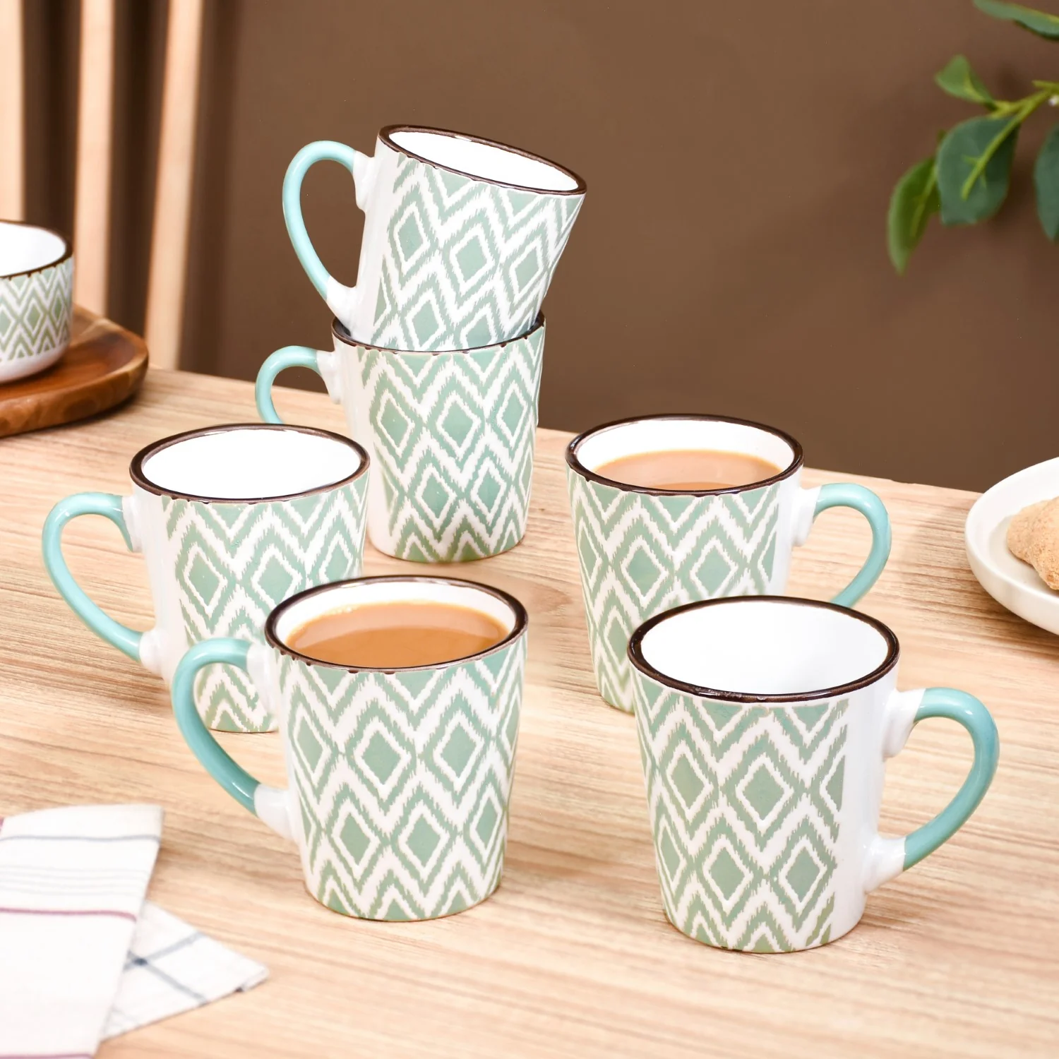 Kaleido Tea Cup Set Of 6 Green 200ml - Image 2