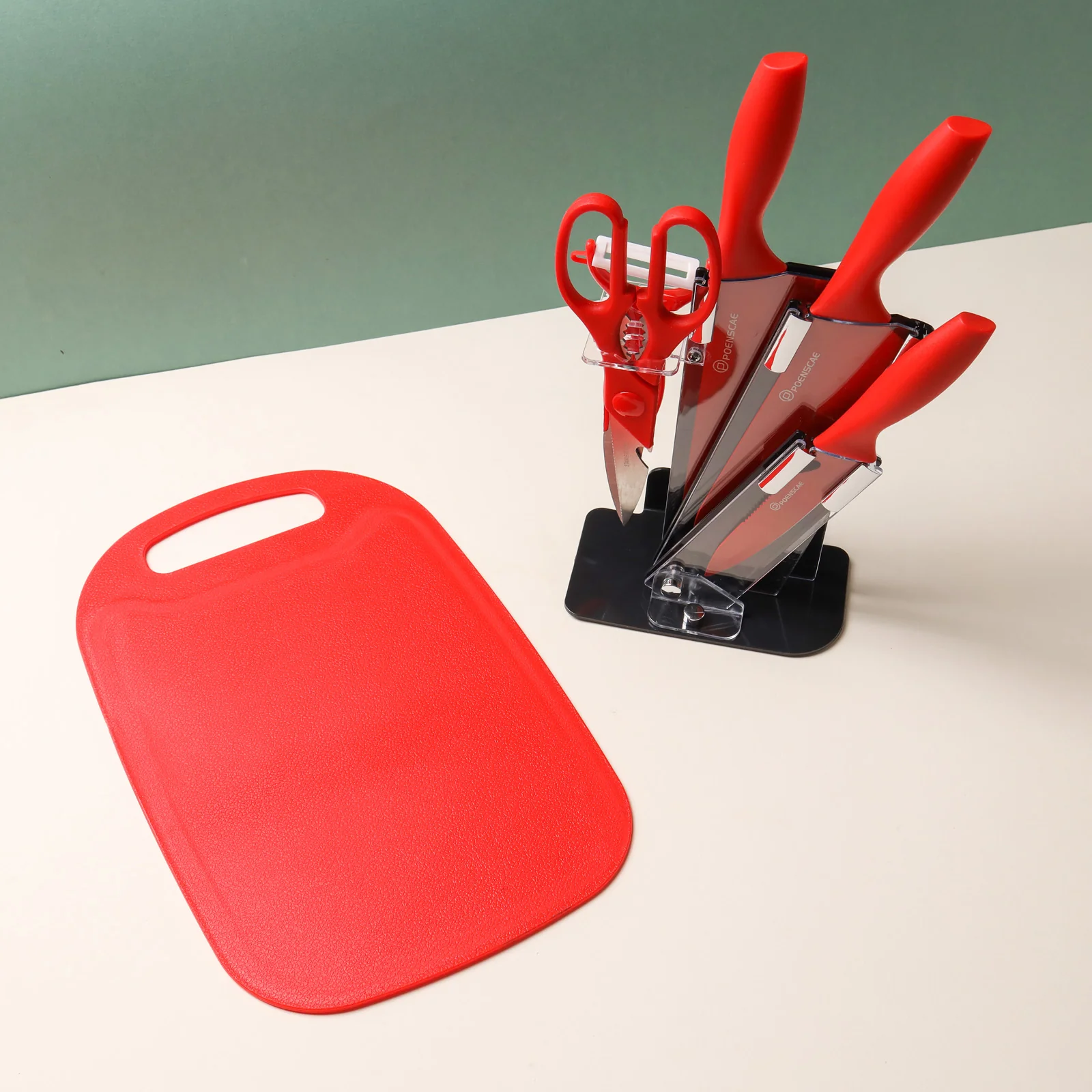Knife Block Set - Red - Image 2
