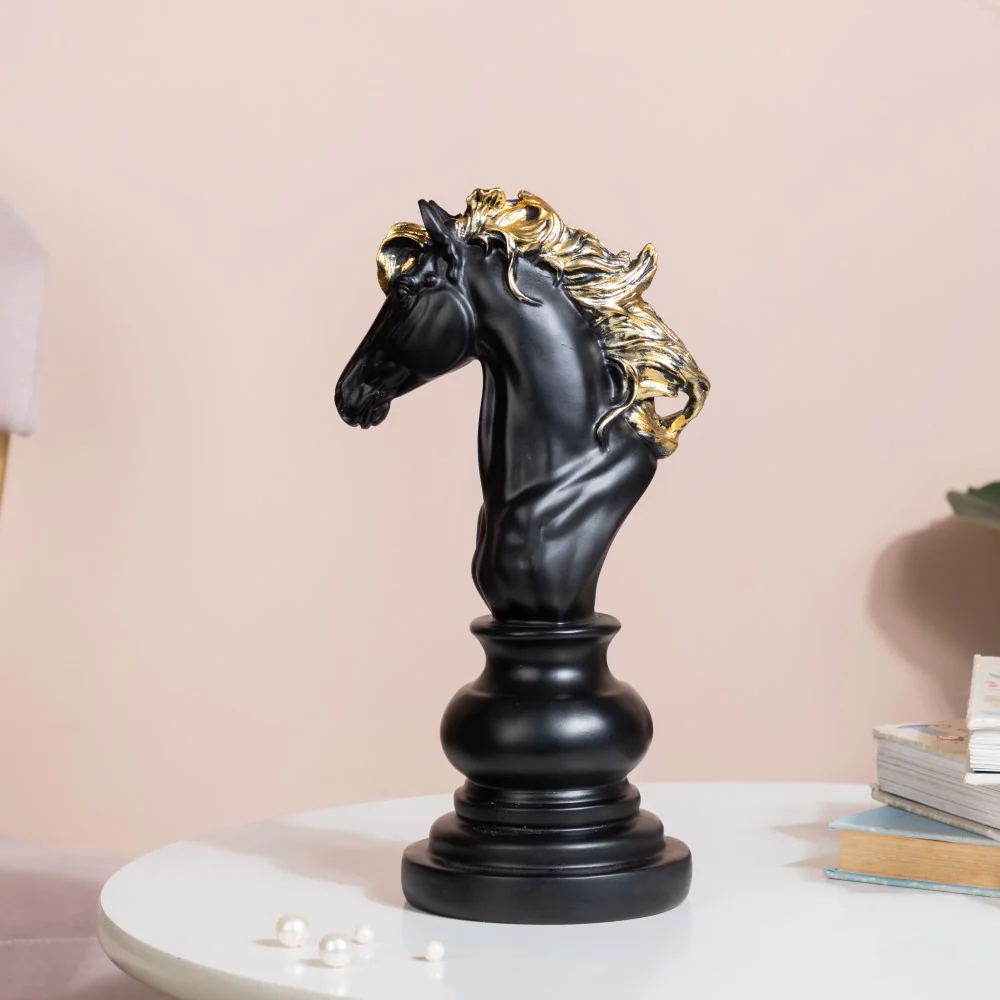 Knight Horse Chess Piece Decor Black 10 Inch - Image 2