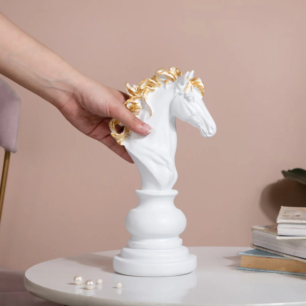 Knight Horse Chess Piece Decor White 10 Inch - Image 3