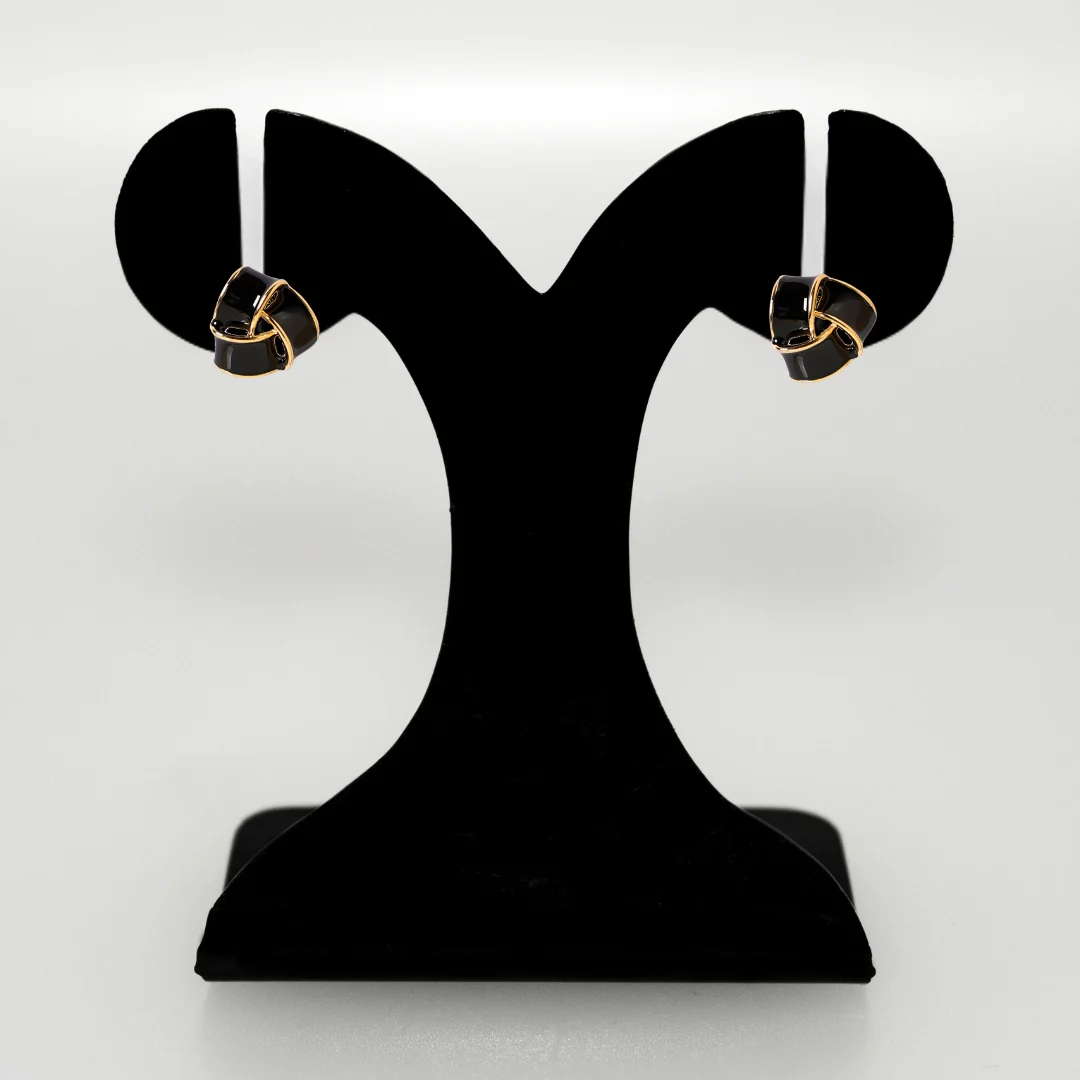 Knotted Style Stud Earrings Black - Image 6