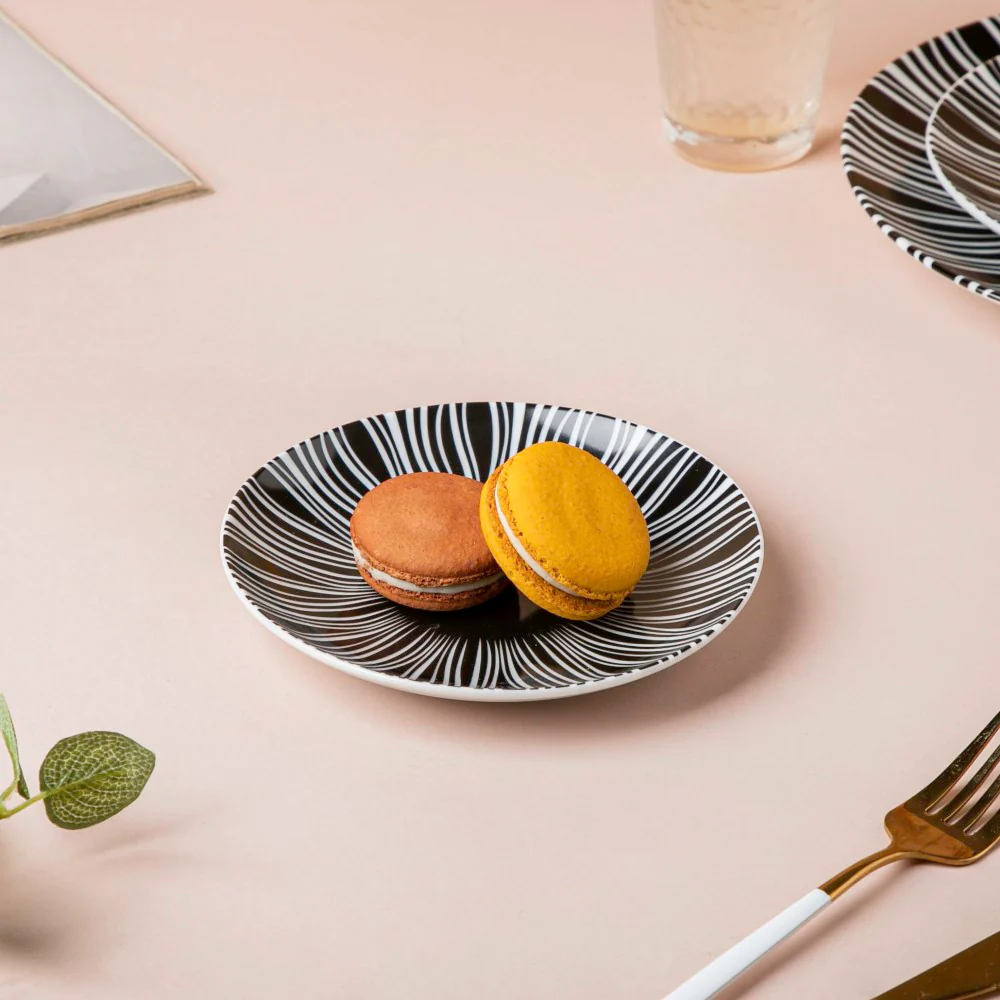 La Mode Printed Ceramic Dessert Plate Black 6 Inch - Image 3