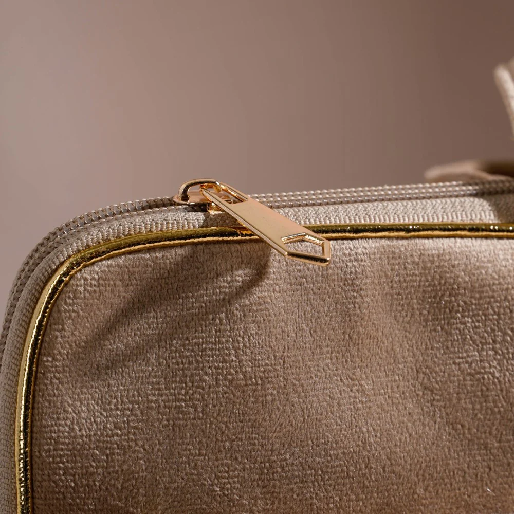Laptop Bag Luxe Velvet Sleek Beige 14 x 10.5 Inch - Image 10