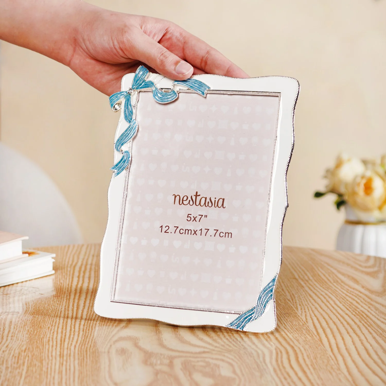 Large Dainty Blue Bow Photo Frame 13x18cm - Image 3