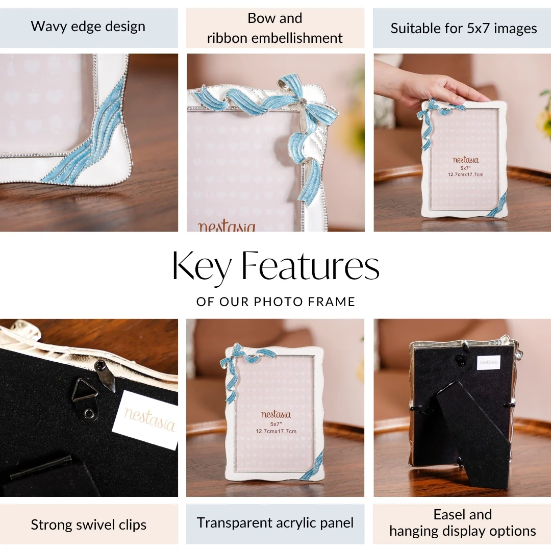 Large Dainty Blue Bow Photo Frame 13x18cm - Image 5