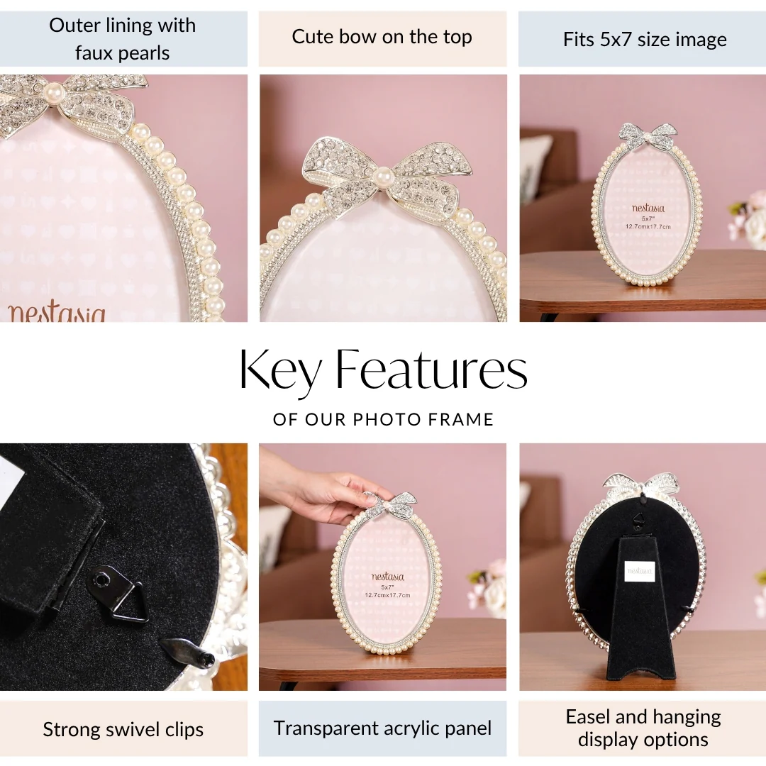 Large Pearl Bow Photo Frame 13x18cm - Image 5