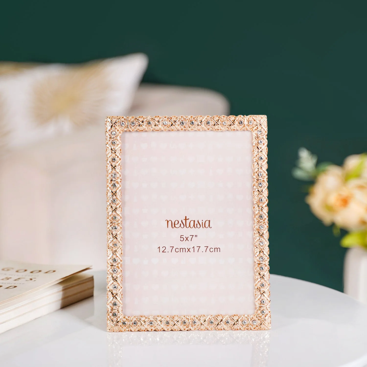 Large Regal Rhinestone Picture Frame Gold 13x18cm
