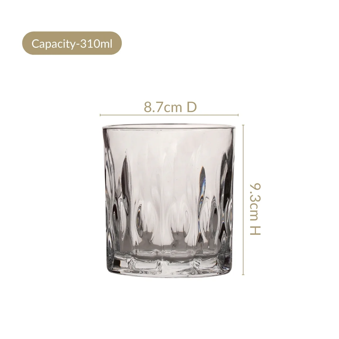 Large Set Of 6 Textured Luxe Whiskey Glass 310ml - Image 5