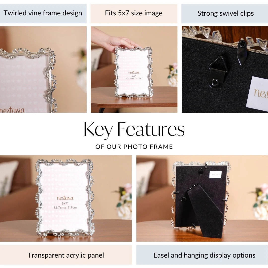 Large Silver Winding Leaf Picture Frame 13x18cm - Image 5
