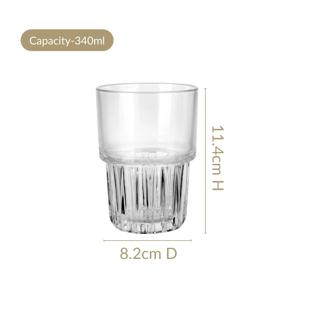 Large Stackable Drinking Glass Tumblers Set Of 6 340ml - Image 5
