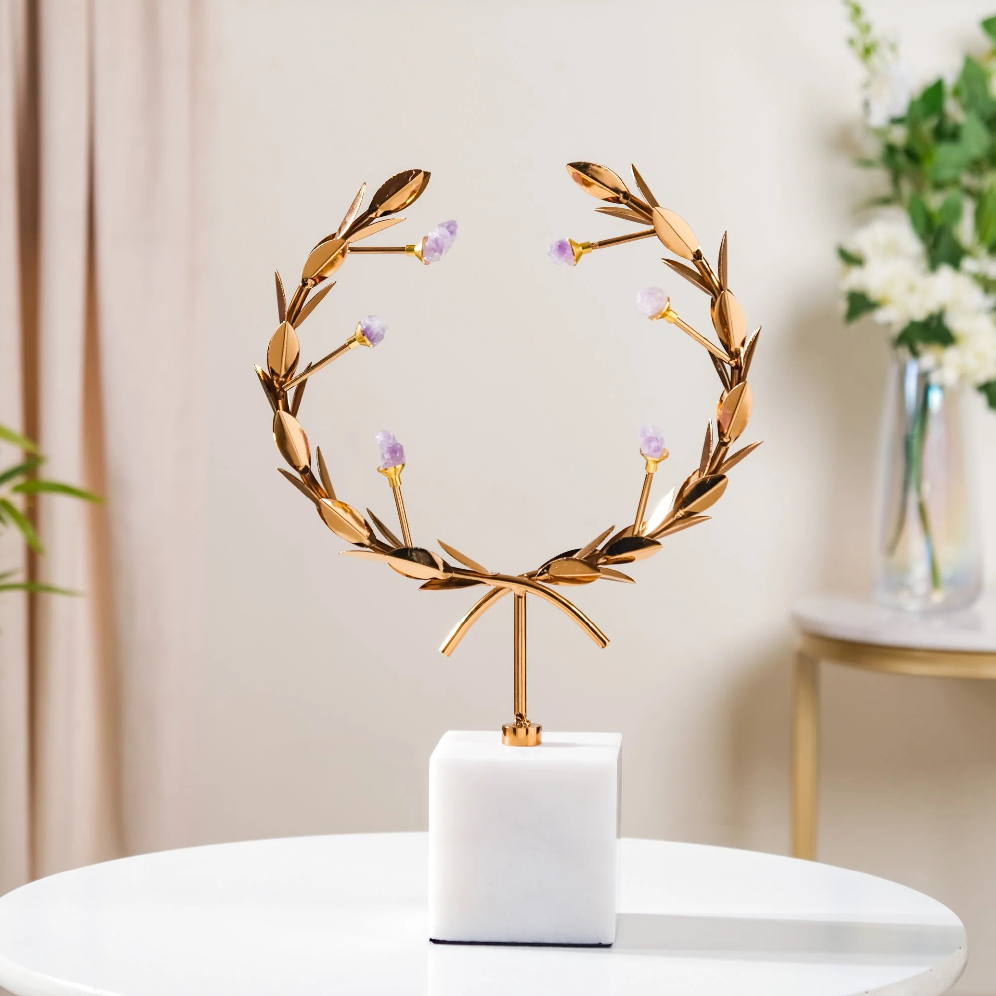 Laurel Wreath Showpiece With Agate Stones Gold - Image 6