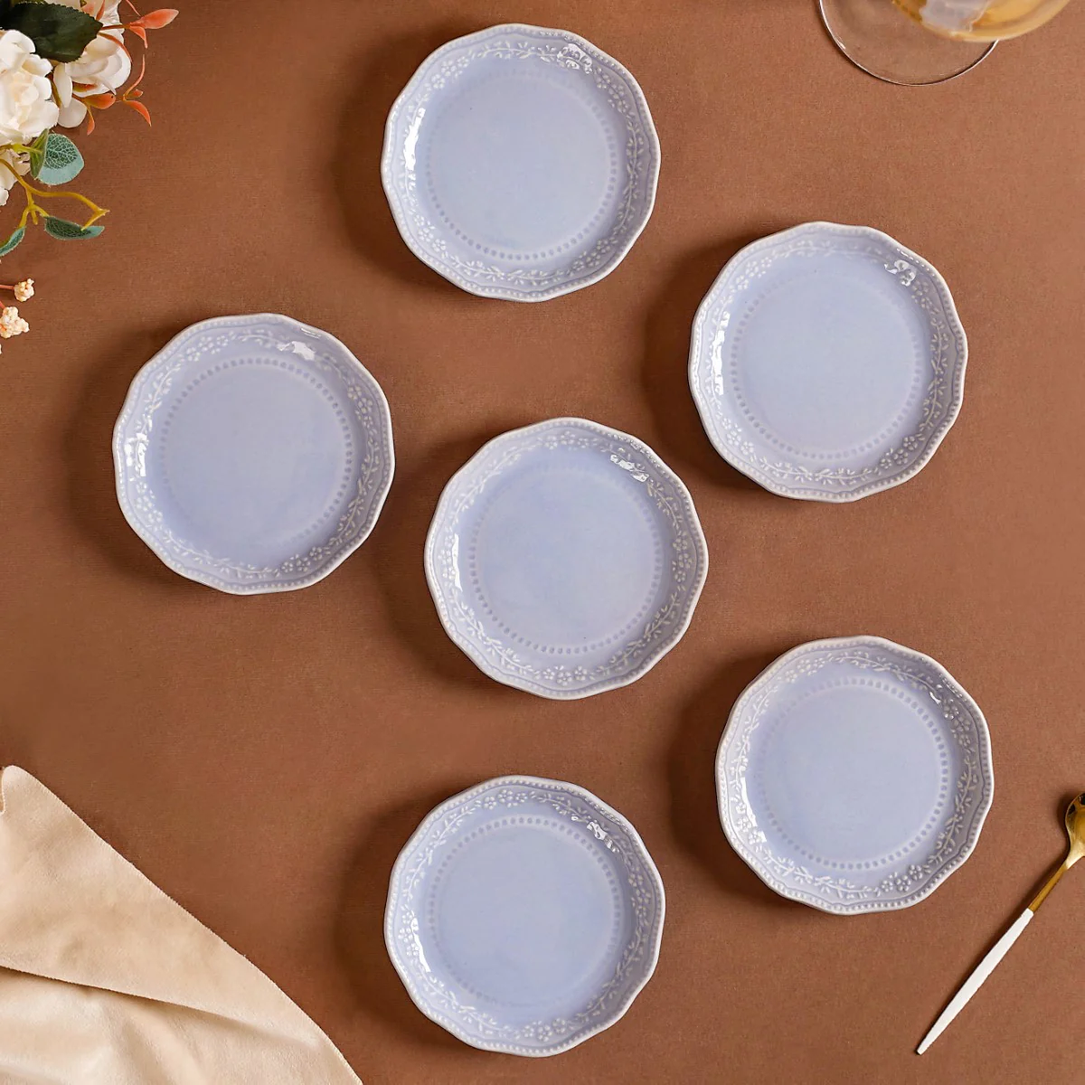Lavender Round Small Dessert Plate Set Of 6 4.5" - Image 3