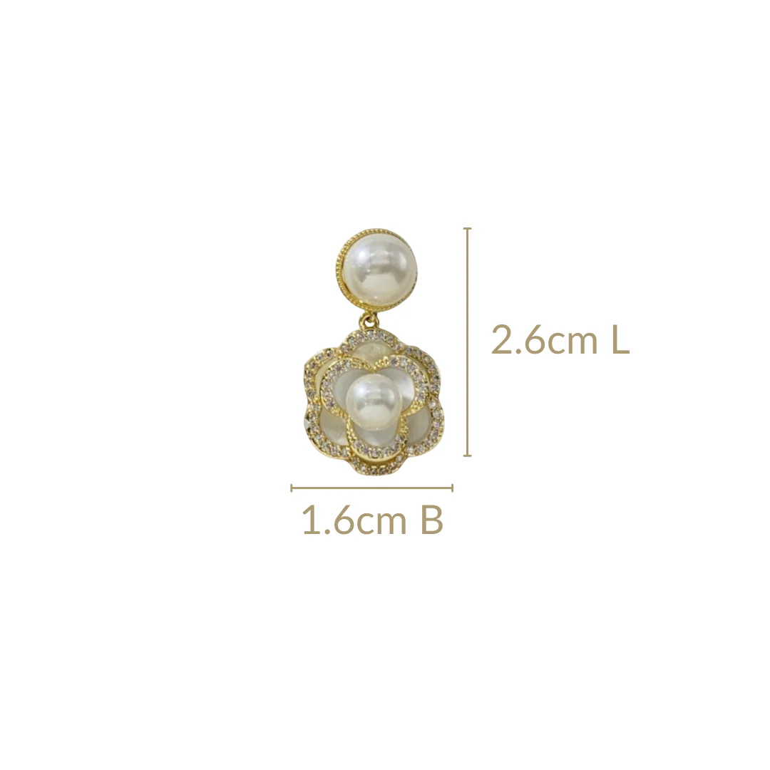 Layered Floral Pearl Earrings - Image 3