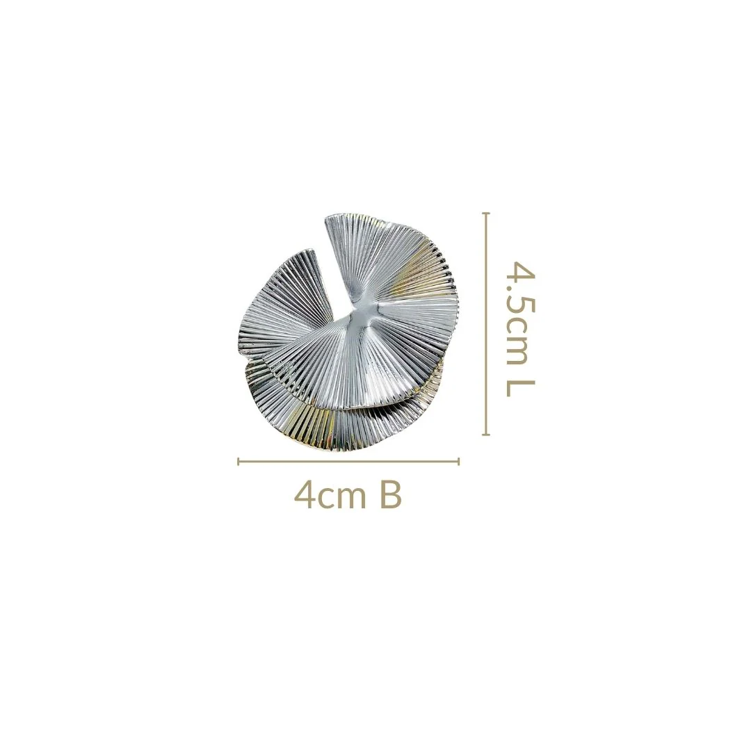 Layered Lily Pads Statement Earrings Silver - Image 3