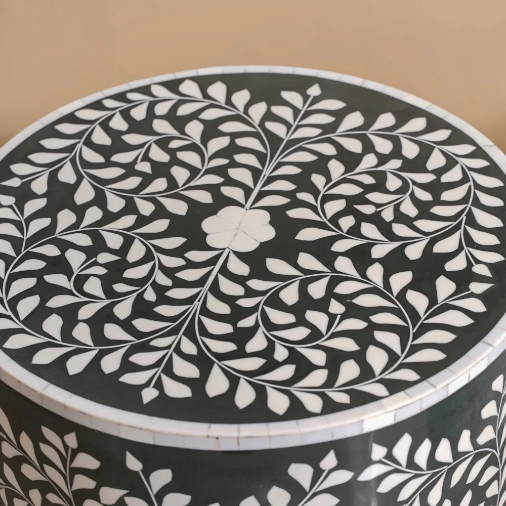 Leaf Inlay Design Side Table - Image 3