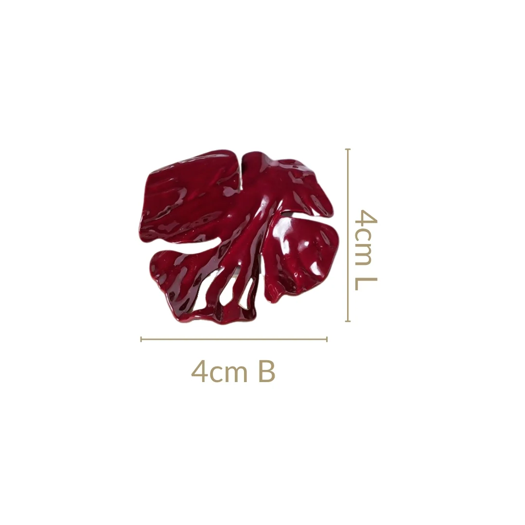 Leaf Textured Maroon Earrings - Image 3