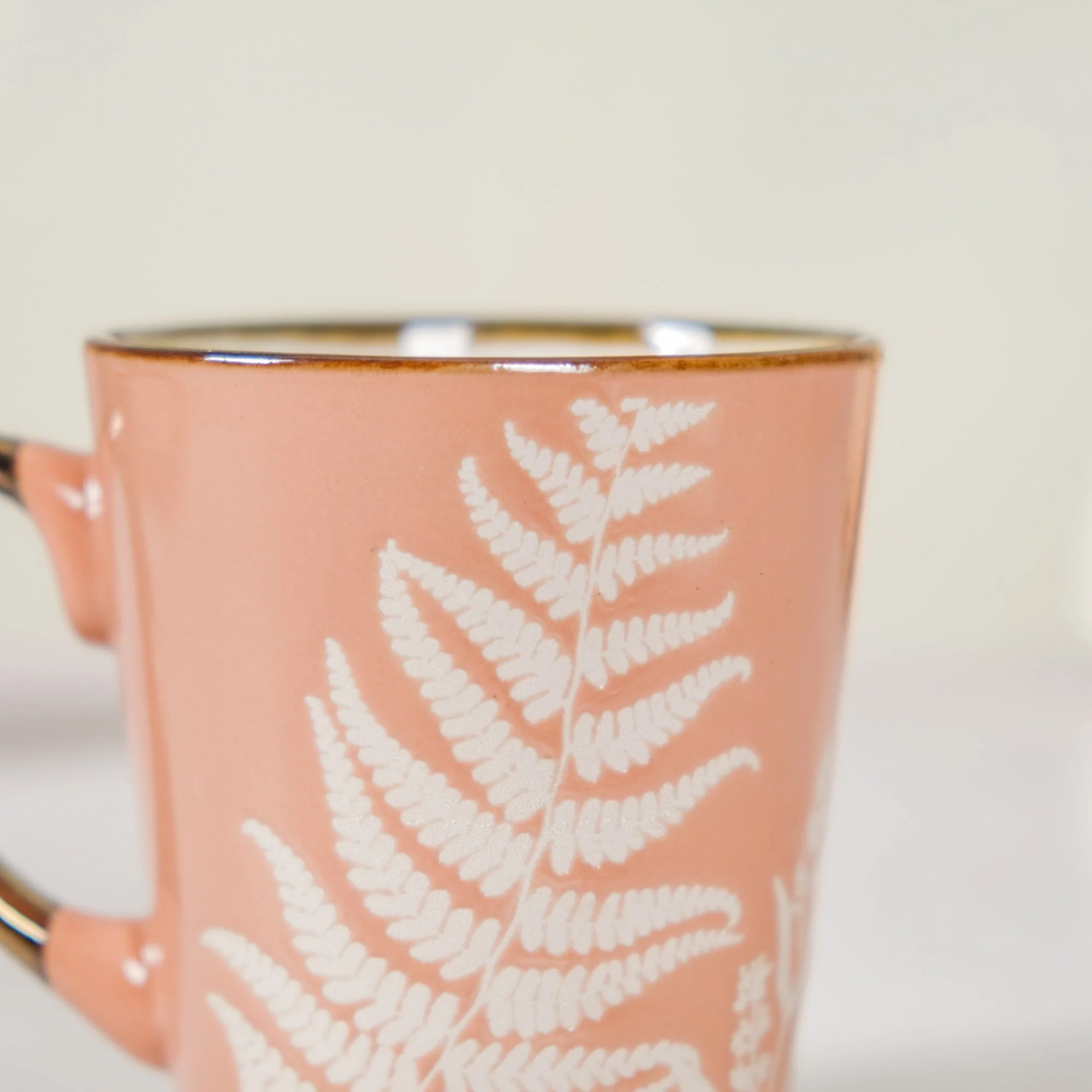 Pastel Peach Leaf Latte Mug Set of 6 200ml - Image 7