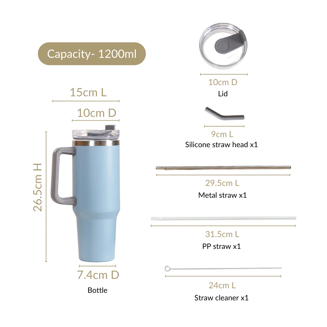 Leakproof Travel Water Bottle With Straws 1200ml - Image 4
