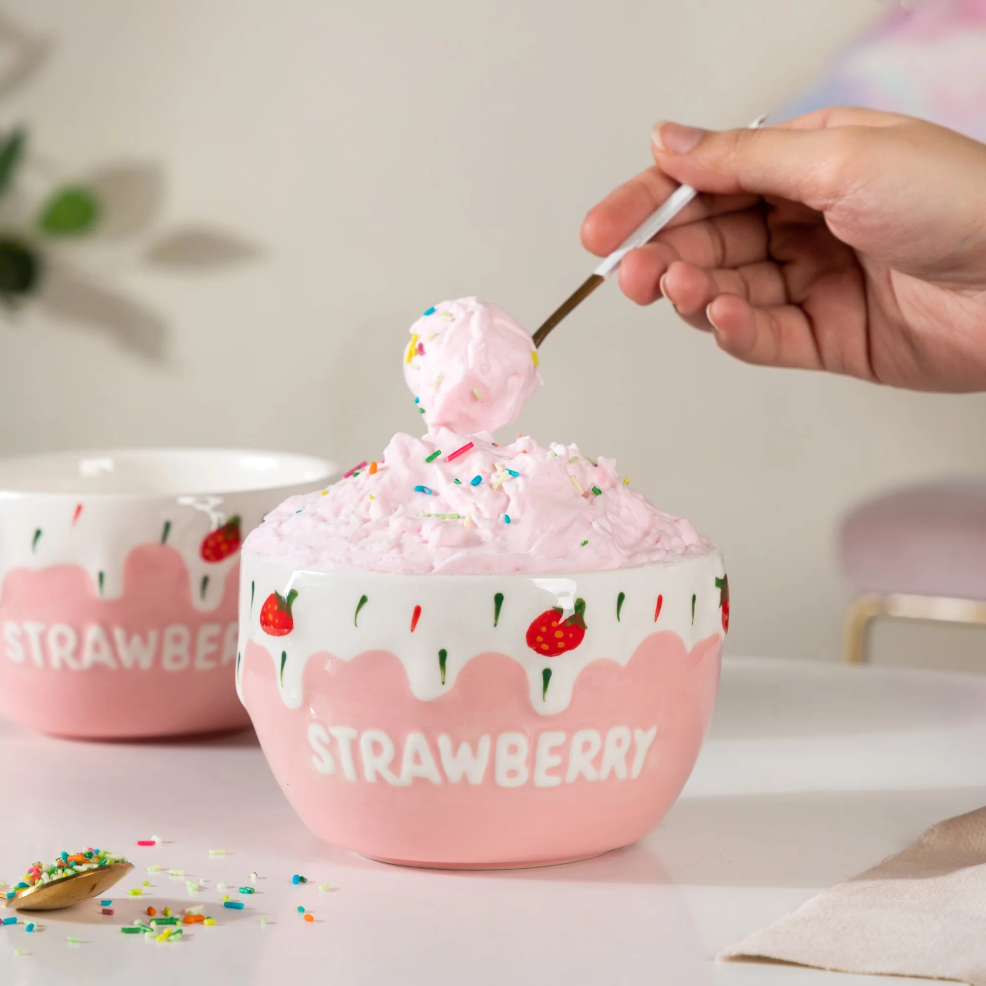 Light Pink Strawberry Side Bowl Set Of 2 400 ml - Image 3