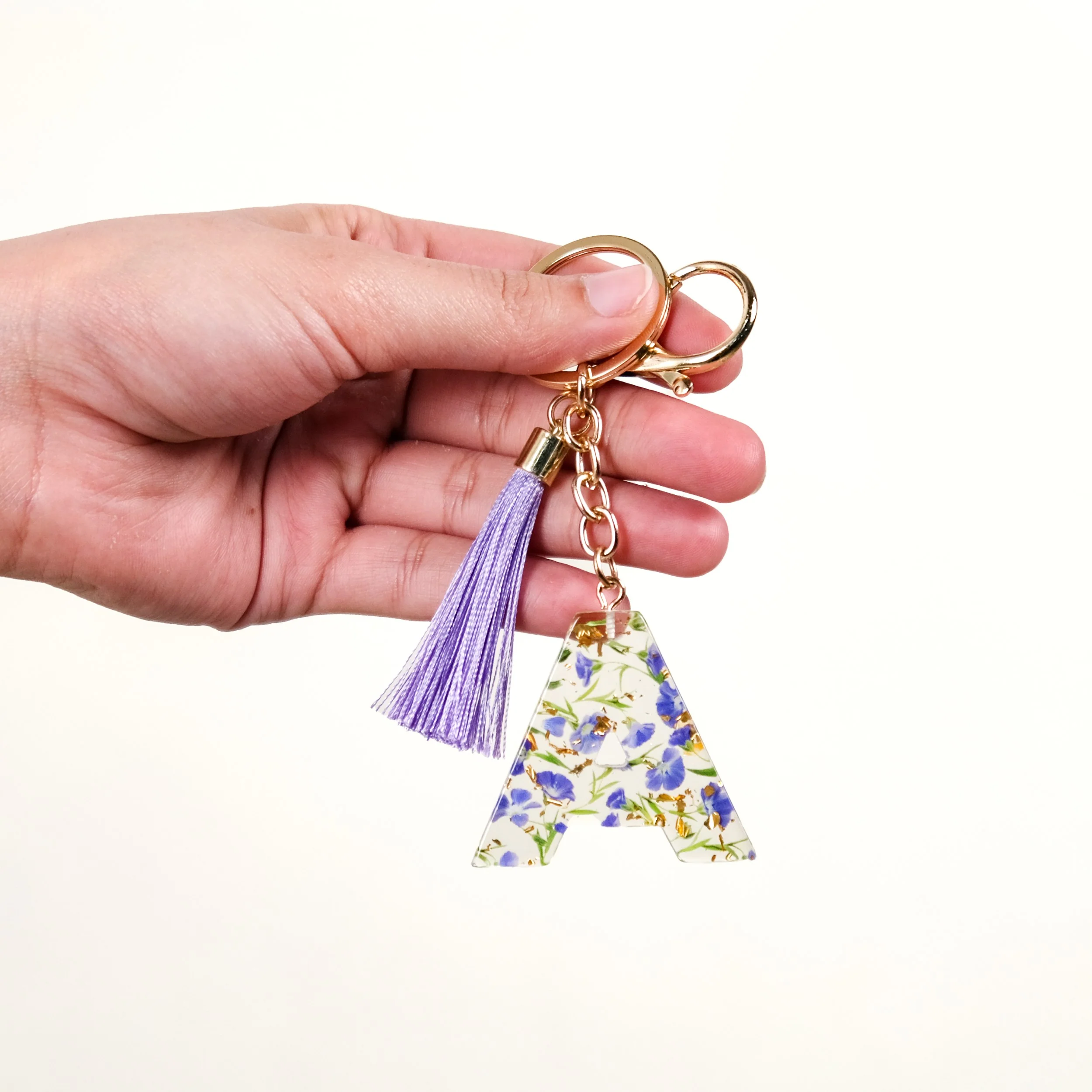 Lilac Dreams Alphabet A Resin Keychain - Image 2