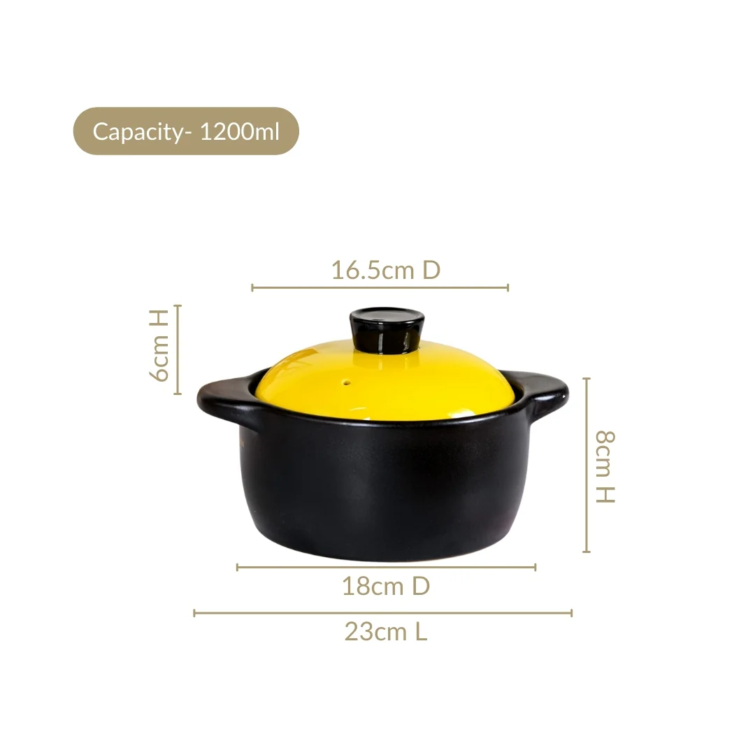 Limonelle Ceramic Cooking Pot With Lid 1200ml - Image 3