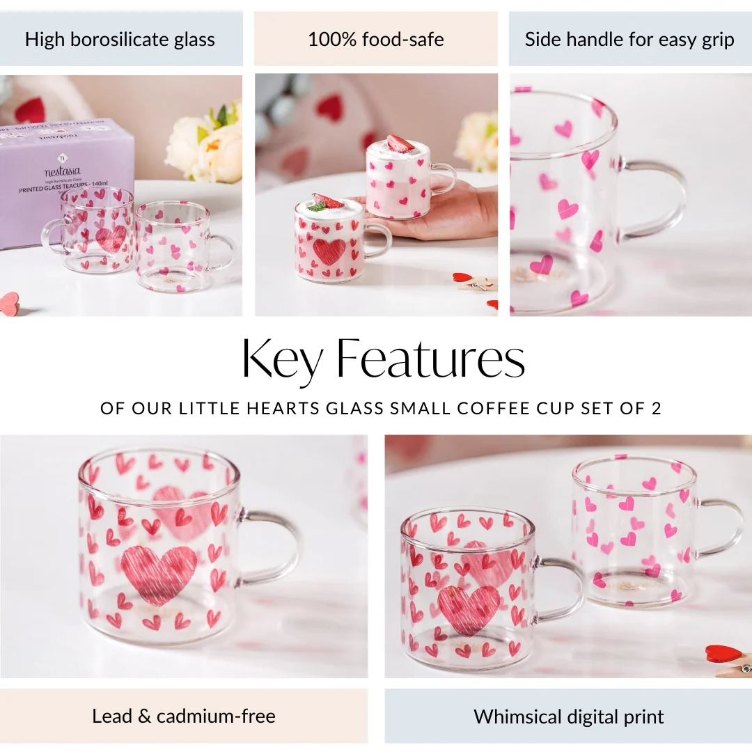 Little Hearts Glass Small Cup Set Of 2 140ml - Image 5