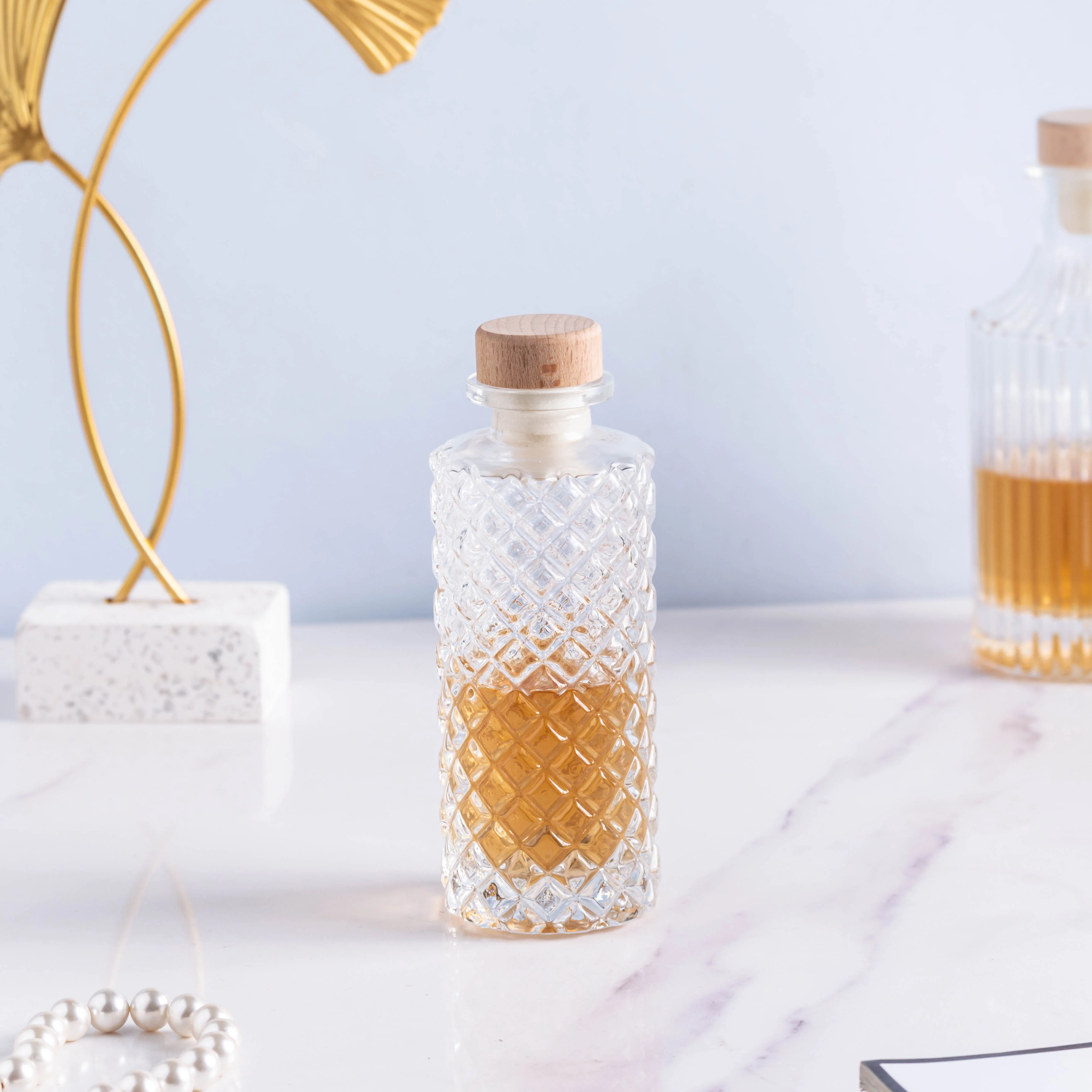 Long Rhombus Textured Decanter Bottle - Image 3