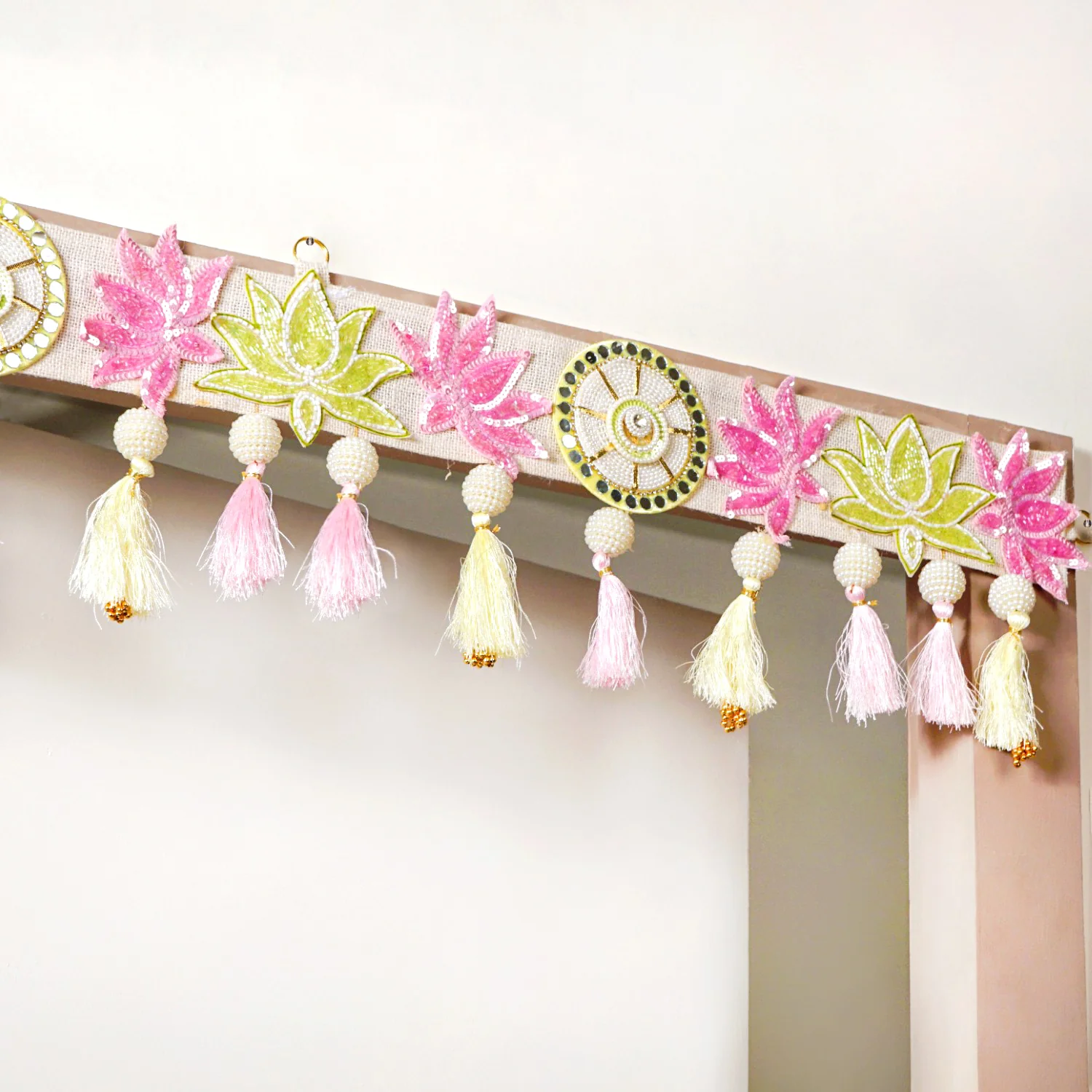 Lotus Threadwork Toran With Beads And Tassels - Image 2