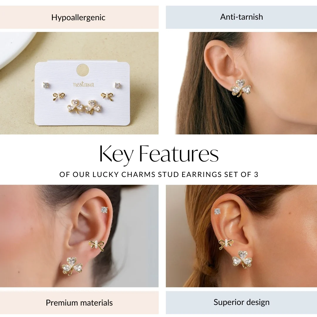 Lucky Charms Stud Earrings Set Of 3 - Image 4
