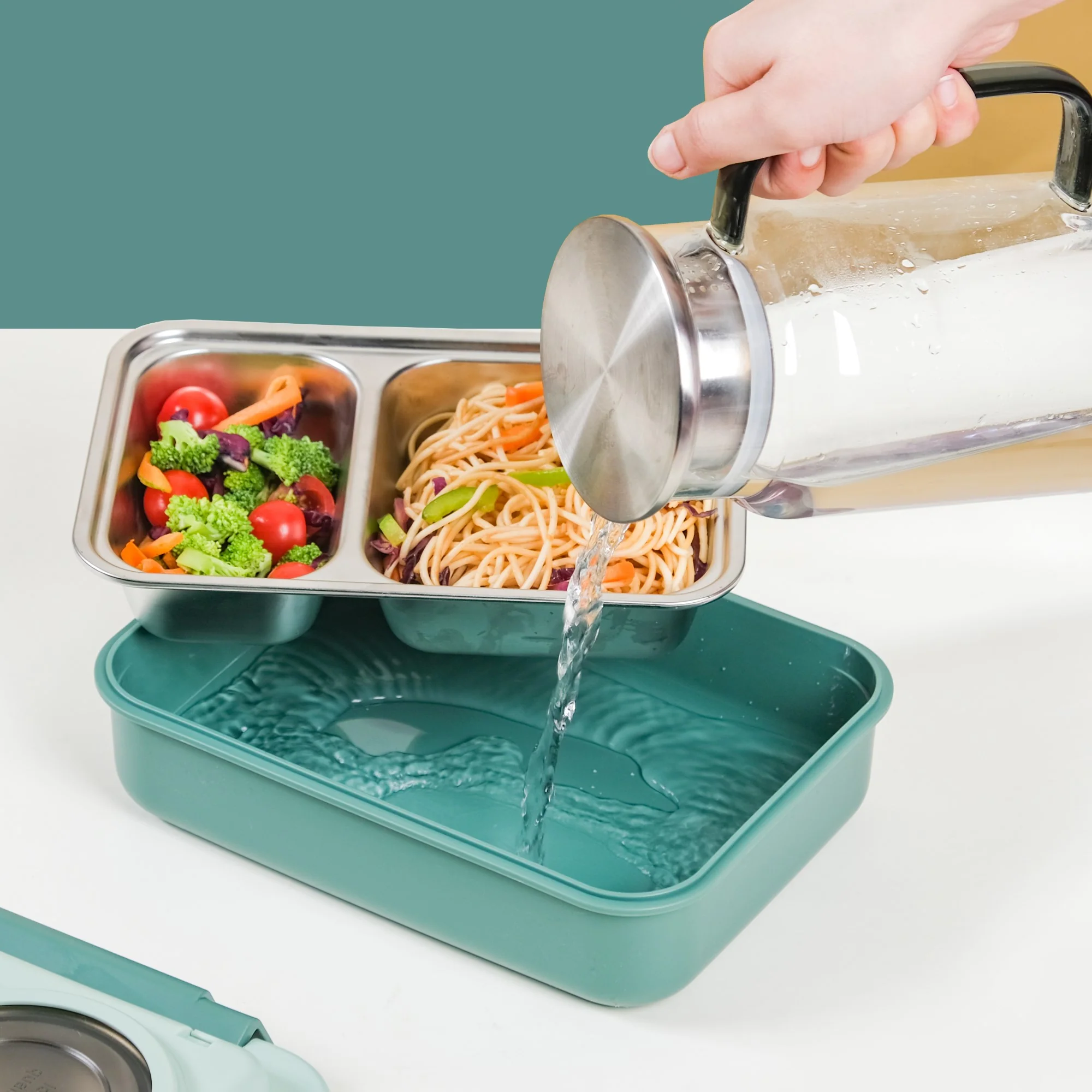 Lunch Box With 2 Sections Green 800ml - Image 5