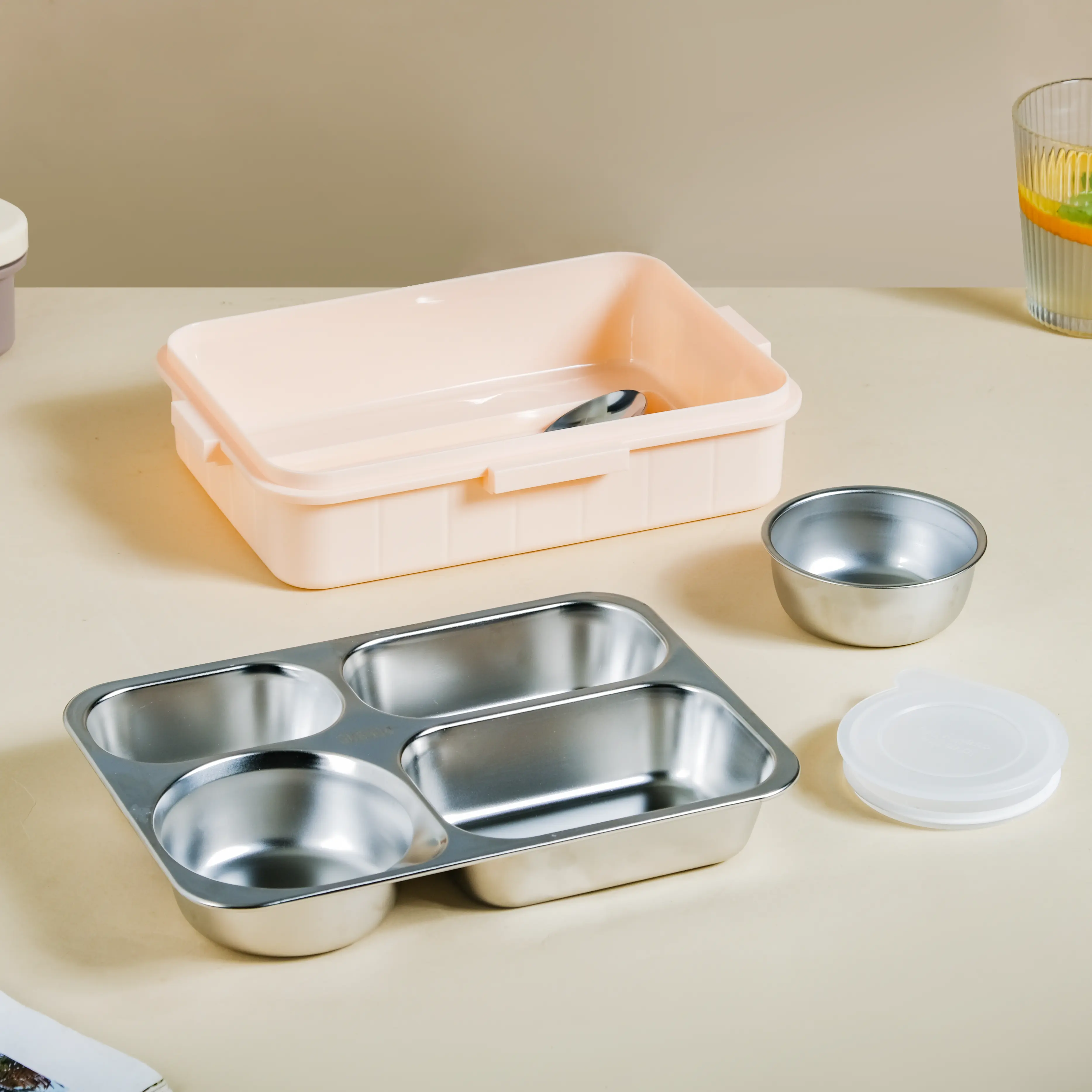 Lunch Box With 4 Compartments Pink 900ml - Image 22