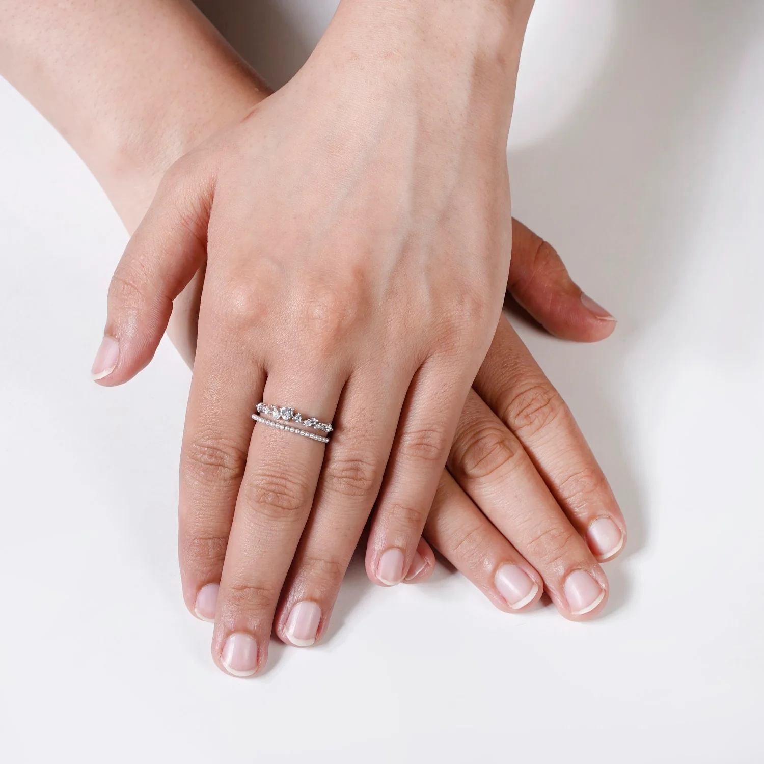 Lustrous Harmony Silver Adjustable Ring - Image 2