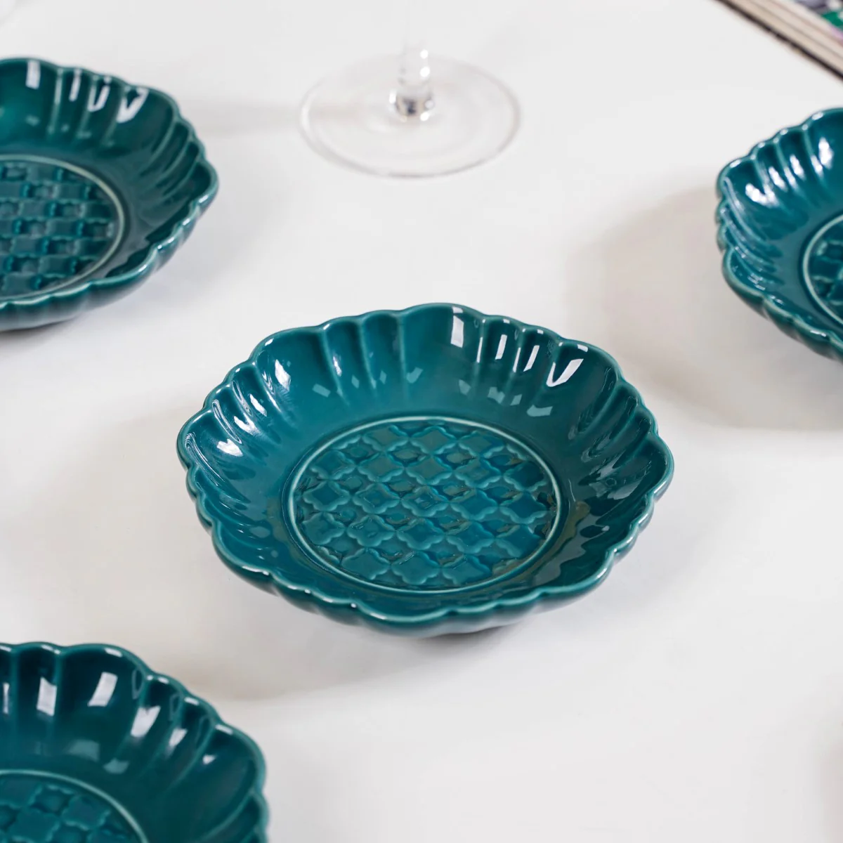 Luxe Ceramic Dessert Plate Green Set Of 4 6 Inch - Image 10