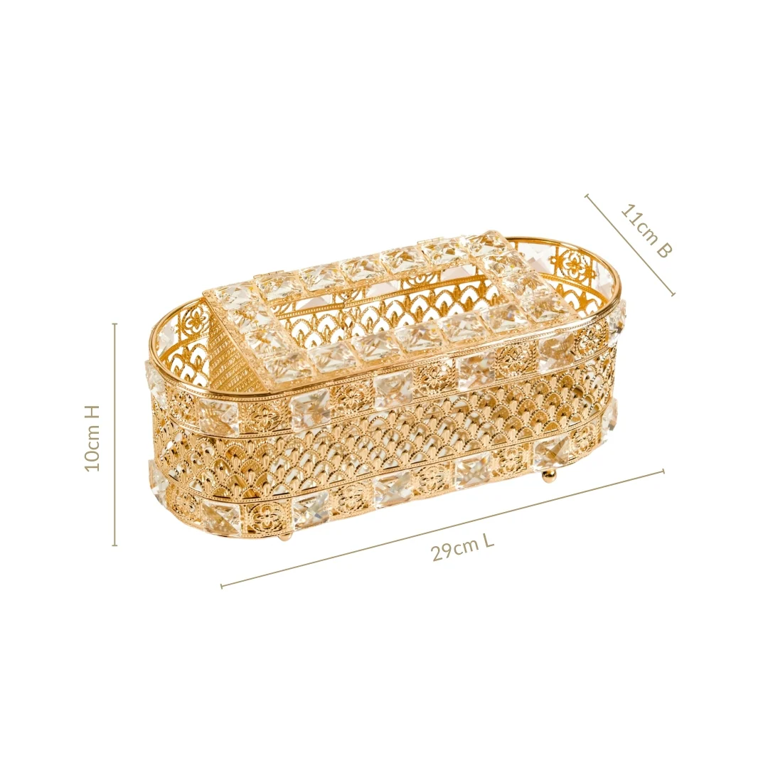Luxe Gold Tissue Box With Compartments - Image 3