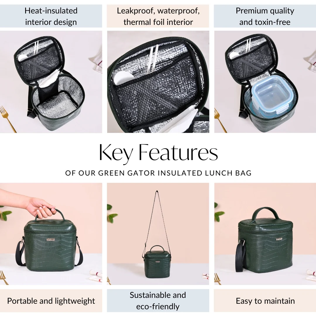 Luxe Insulated Lunch Bag Green - Image 4